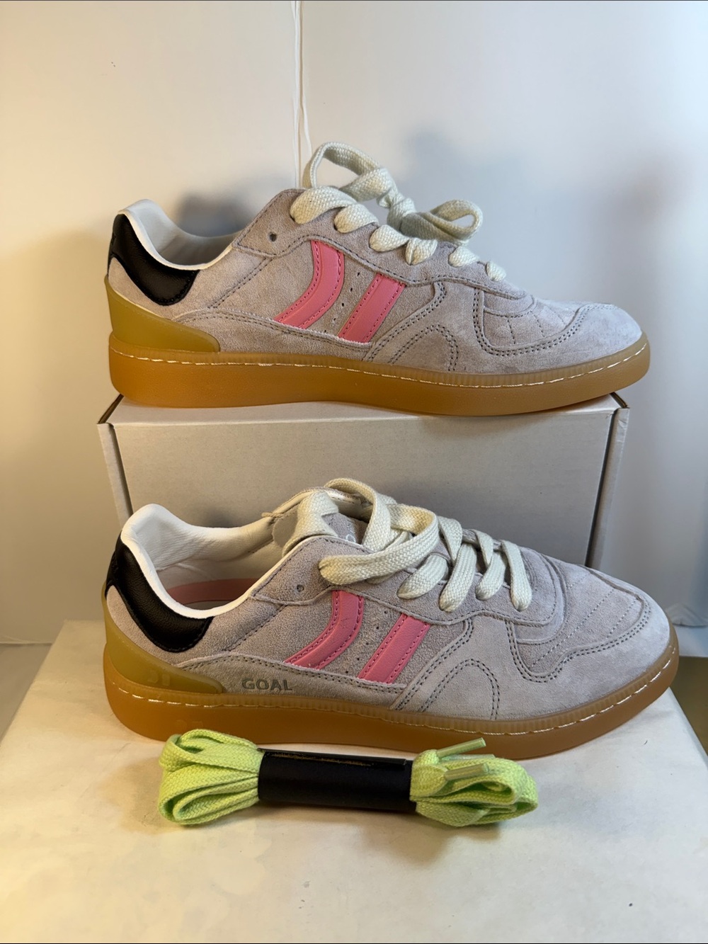 Coolway Suede Sneakers in Light Gray, Pink, Black, and Gum